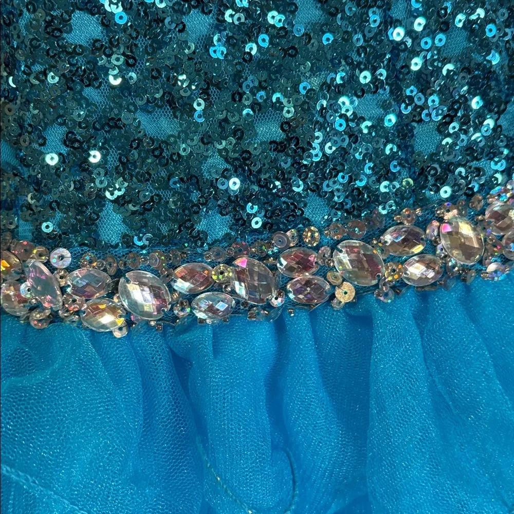 Blue Sequin Strapless Dress Y2K - Picture 5 of 12